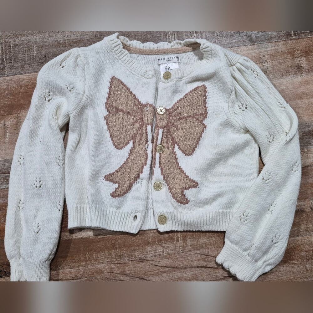 Max Studio Kids 2T Cream Sweater with Bow Design